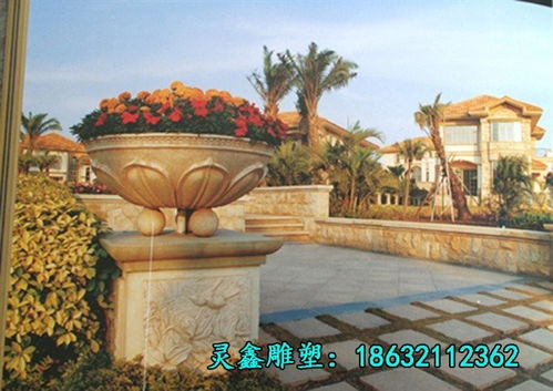 石雕砂巖花盆 邵陽大理石雕塑與景觀藝術(shù)的完美融合